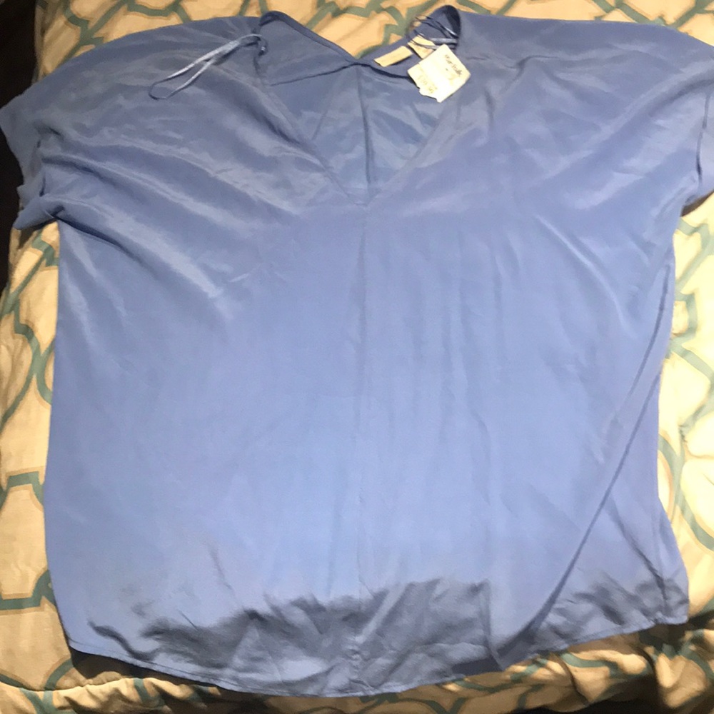 Very light blue 100% silk top